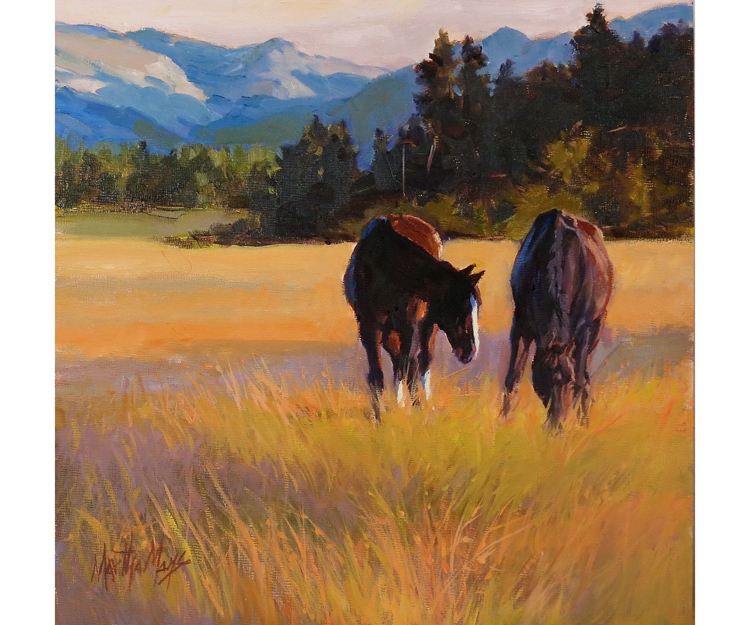 Golden Meadow, painting measures 12ins x 12 ins, Oil on canvas framed, price $1400.